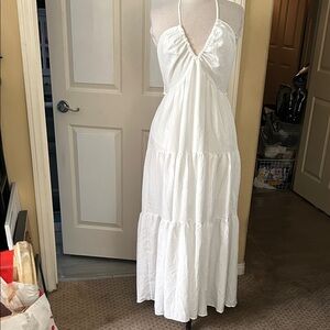 White Halter Tiered Maxi Dress - Elegant Summer Staple
